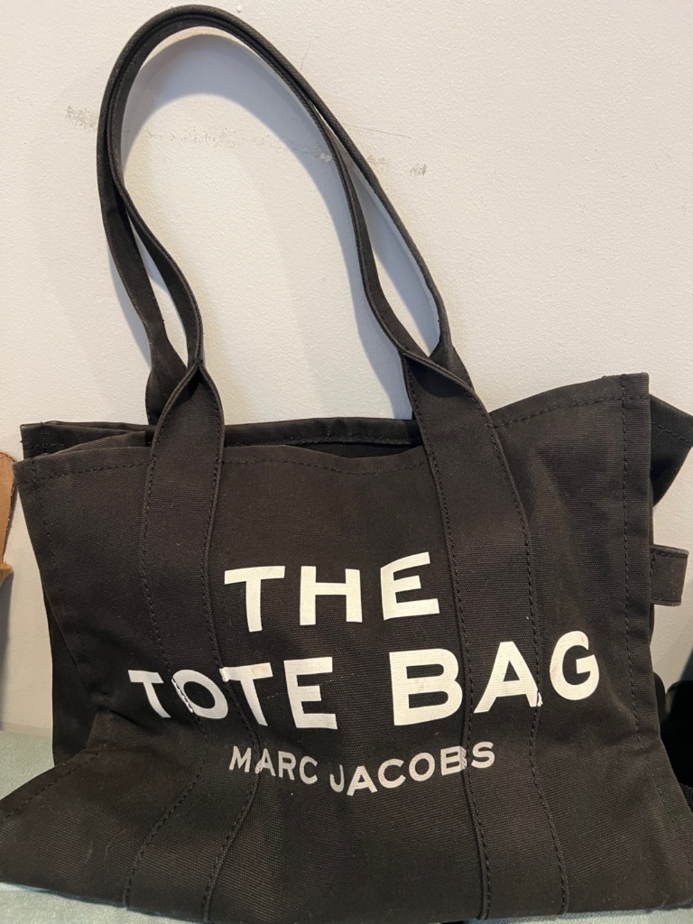 Marc Jacobs Large Black Canvas 'The Tote Bag' with White Logo